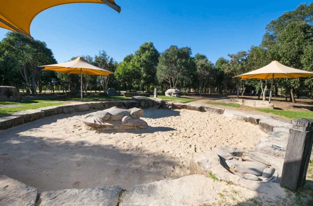 Wentworth Common frog statue in sand pit